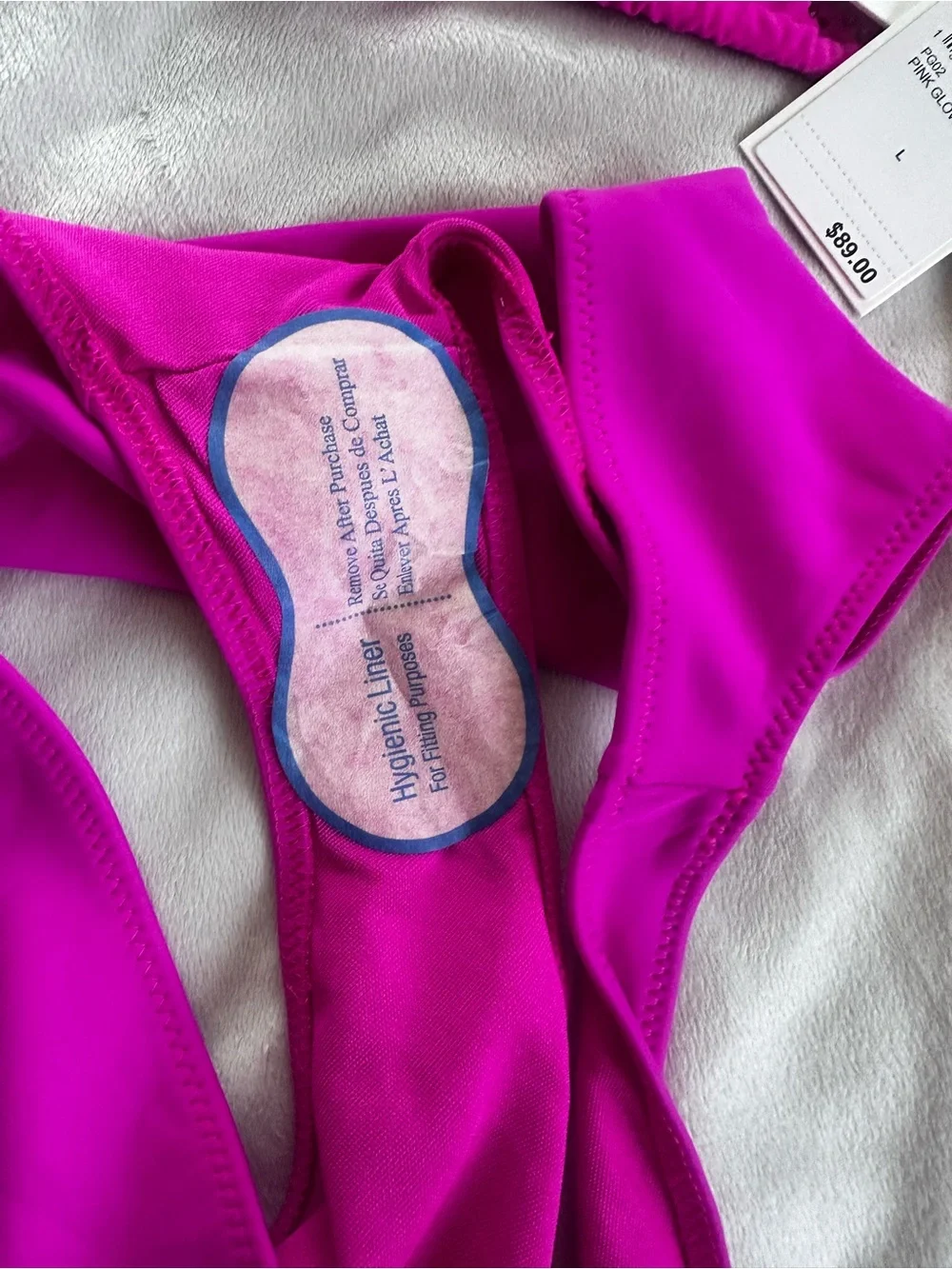 Good American Fuchsia Rhinestone Triangle Bikini Set - Picture 5 of 5